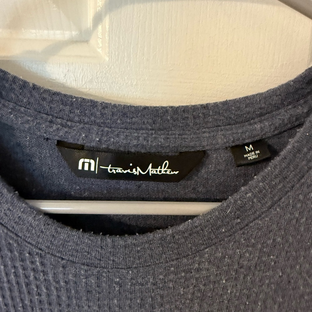 Travis Mathew Men's Heathered Blue Crewneck Sweater